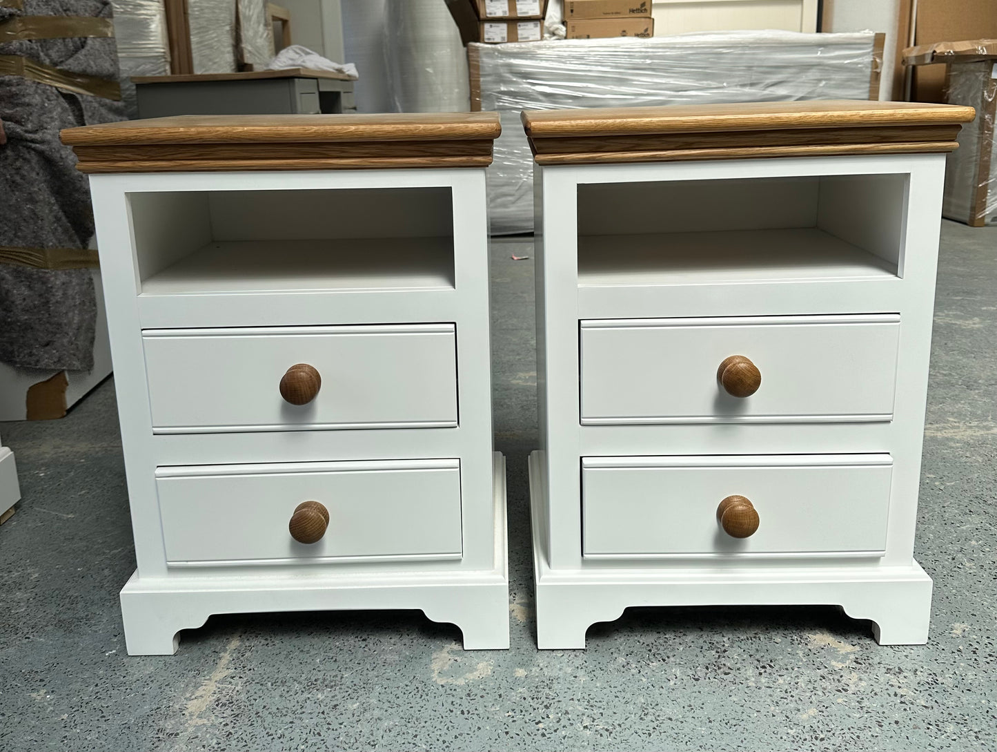 Hambledon 2 Drawer Open Shelf Bedside - Oak Top