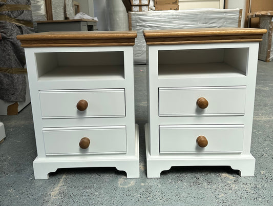 Hambledon 2 Drawer Open Shelf Bedside - Oak Top