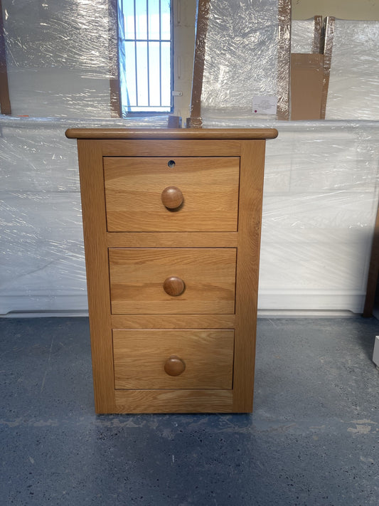 Oak 3 Drawer Bedside